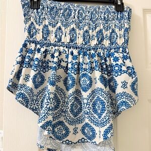 SHEIN Blue and White Floral Crop Top